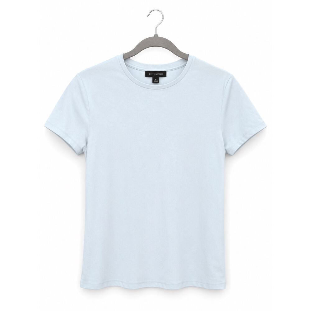Banana Republic Women’s Light Blue Crew Neck Short Sleeve Stretch T-Shirt Size M - Picture 1 of 7